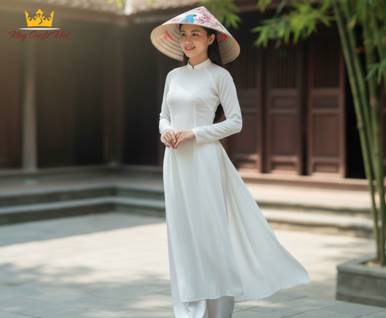 Bamboo Leaf Hat Handmade with white ao dai