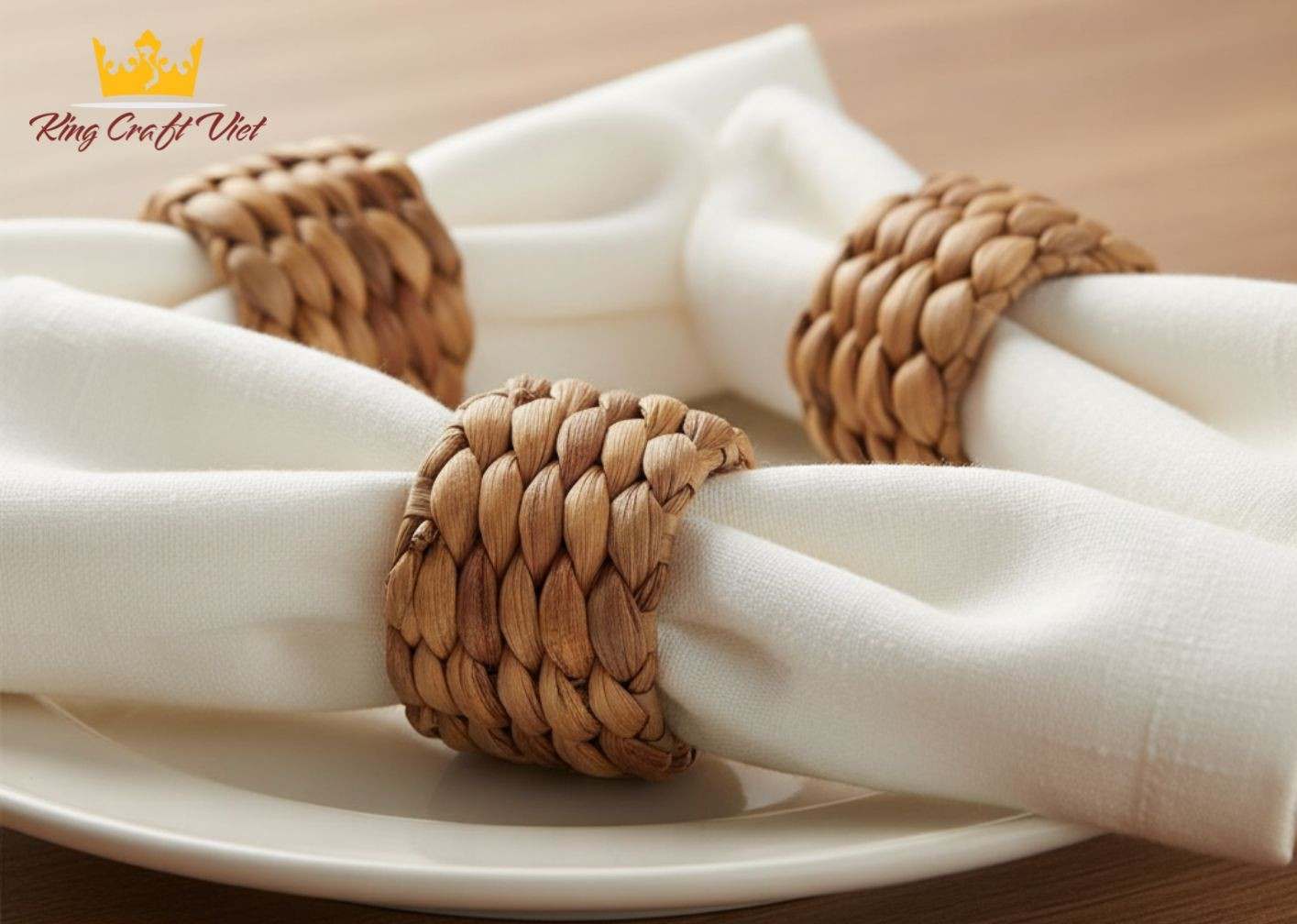 Close-up of napkin rings handmade