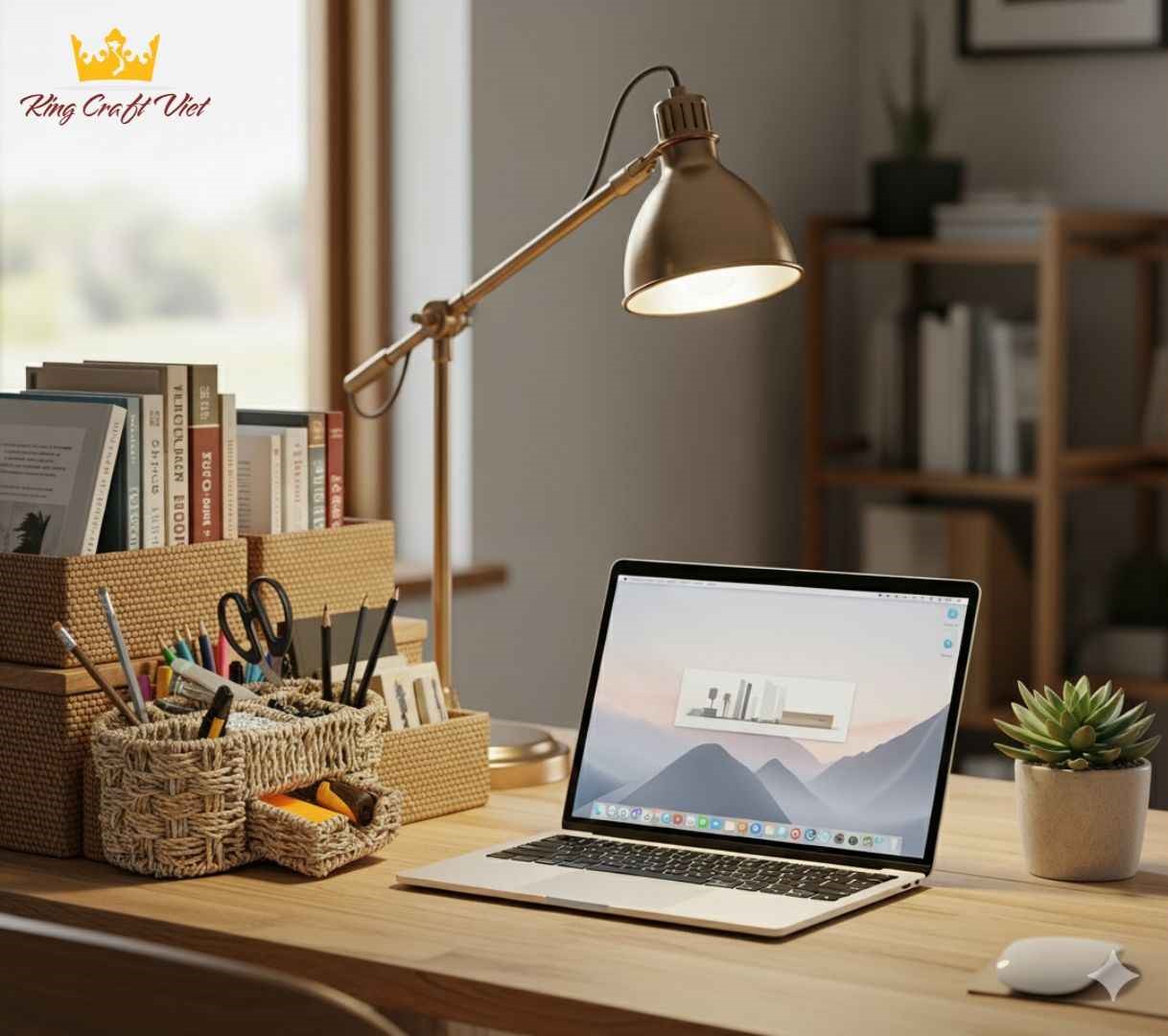 Seagrass basket for home office supplies