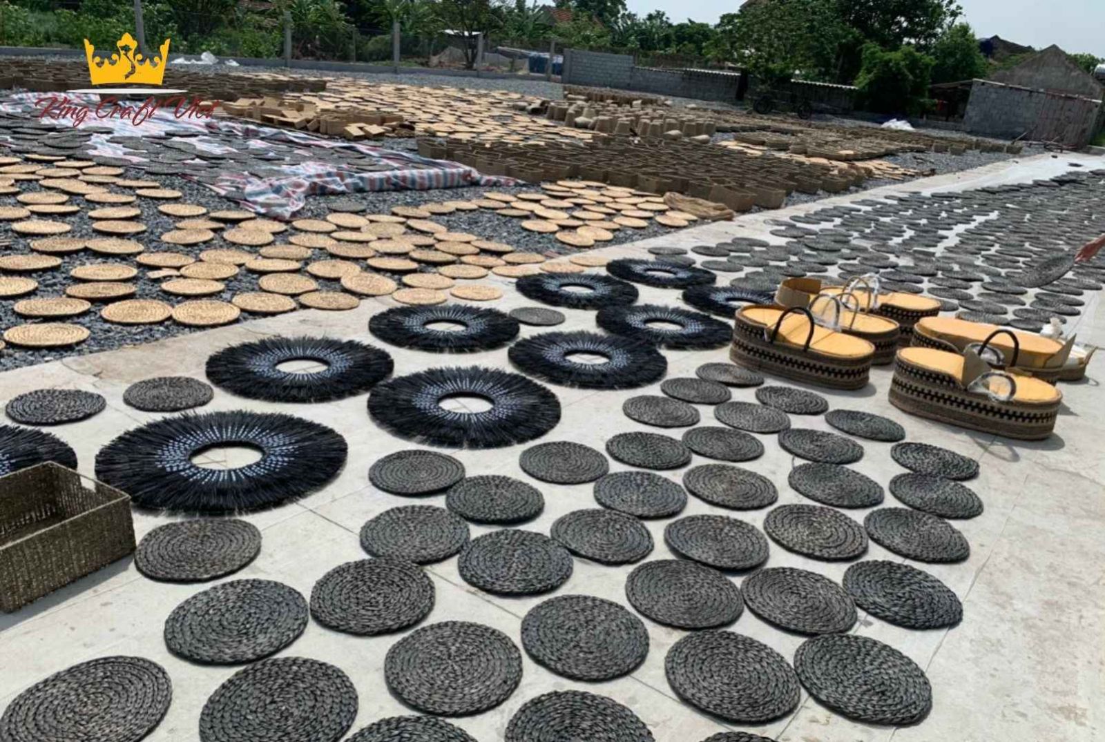 Sun-drying natural materials for handmade craft production