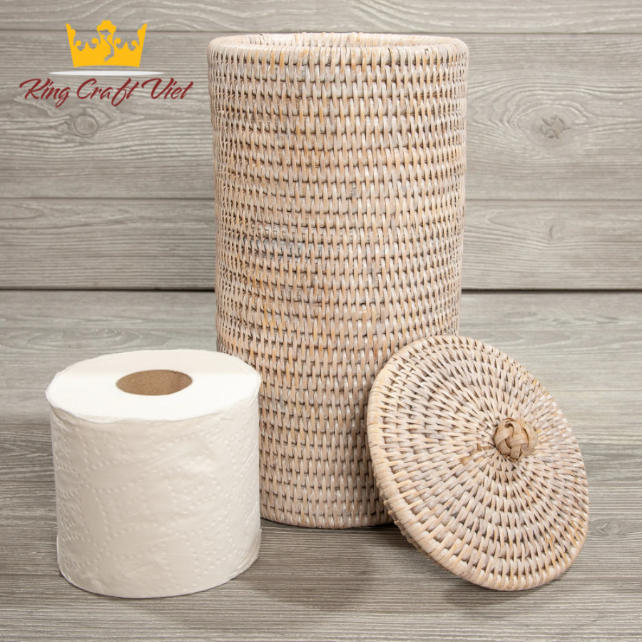 RATTAN DOUBLE TOILET ROLL BASKET 