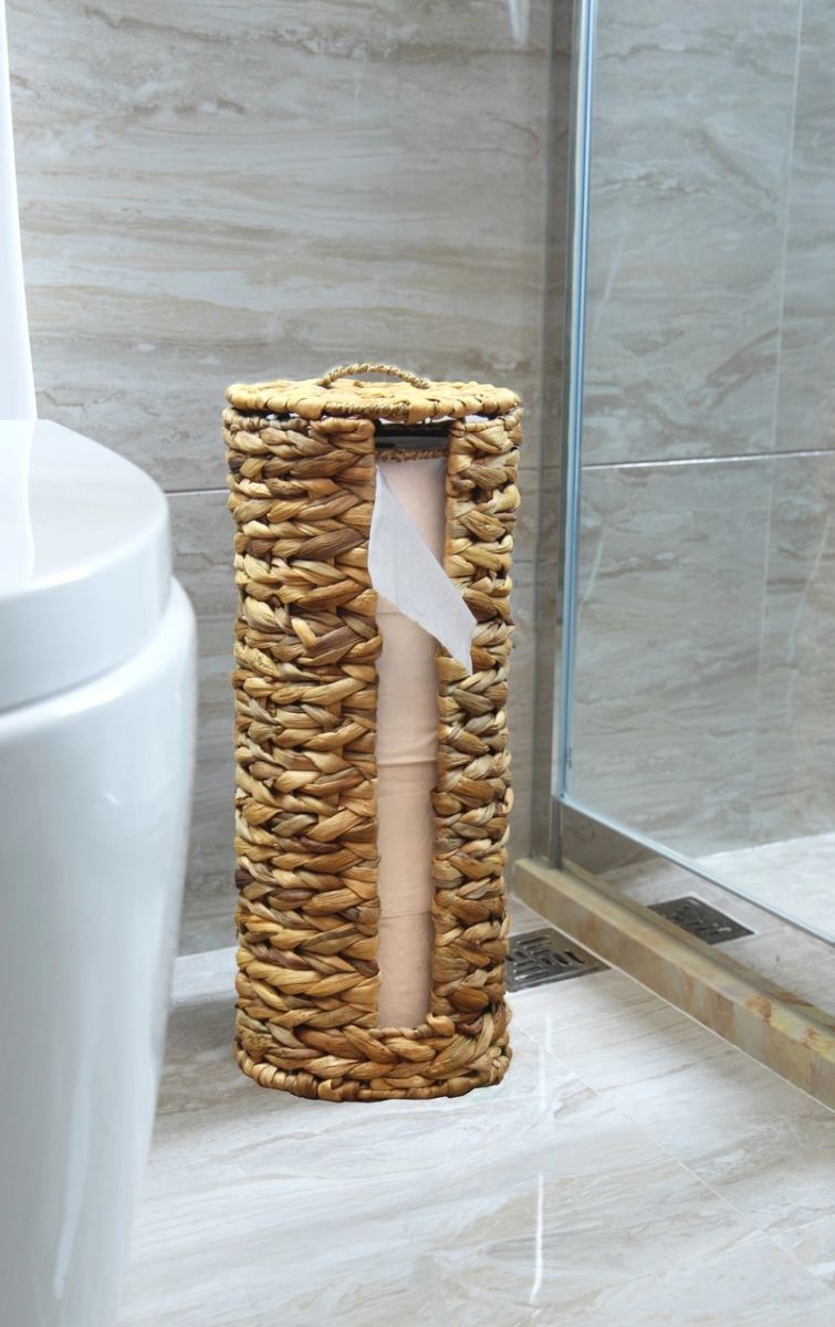 Water Hyacinth Tall Toilet  Paper Holder