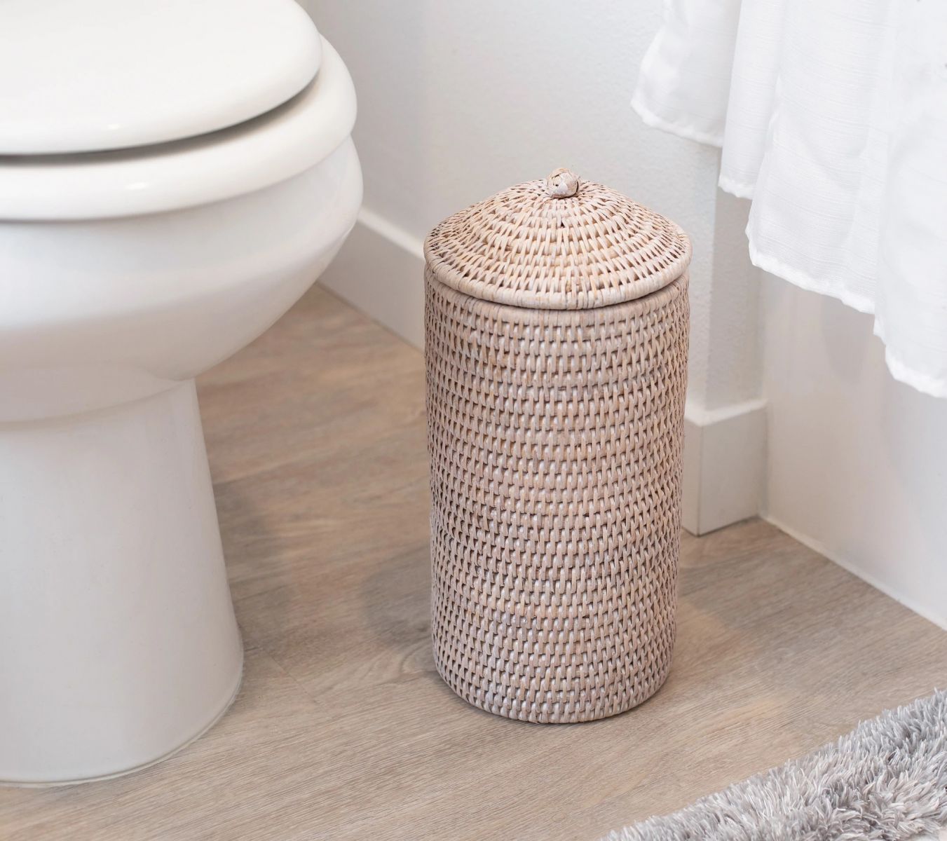 RATTAN DOUBLE TOILET ROLL BASKET 