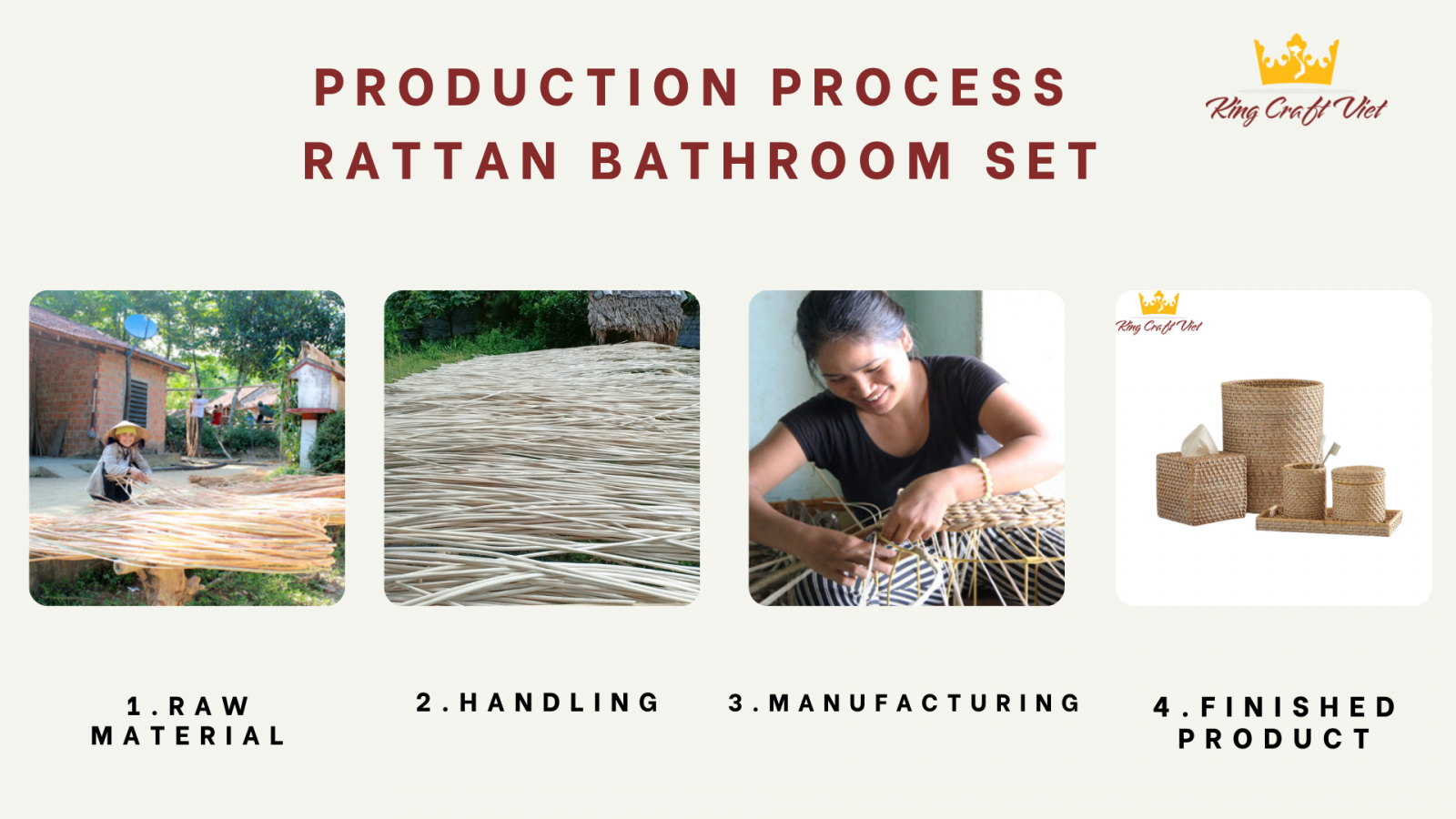 Rattan Handwoven Accessories Bathroom Five Pieces