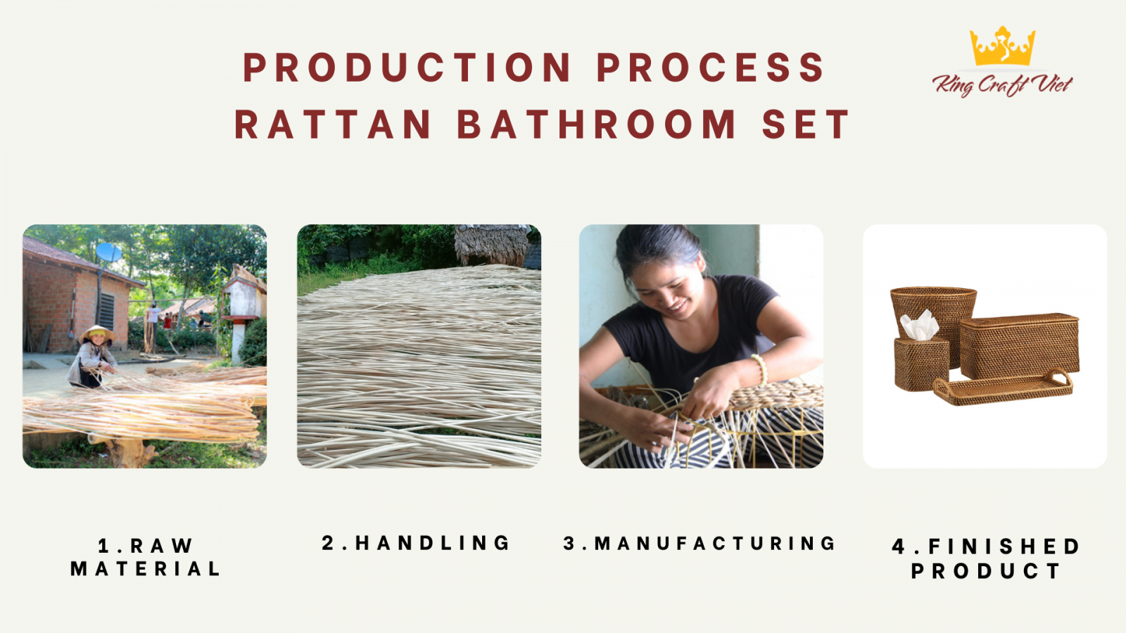 Rattan Accessories Bathroom Four Piece