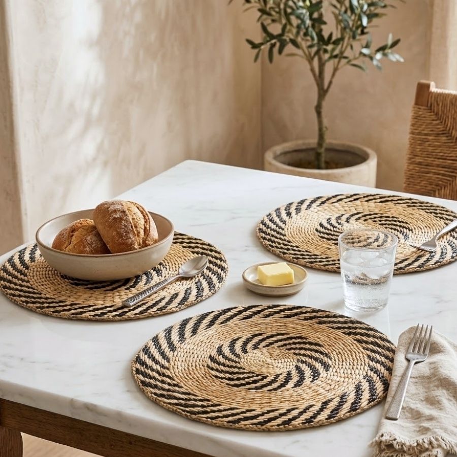 Round seagrass placemat table