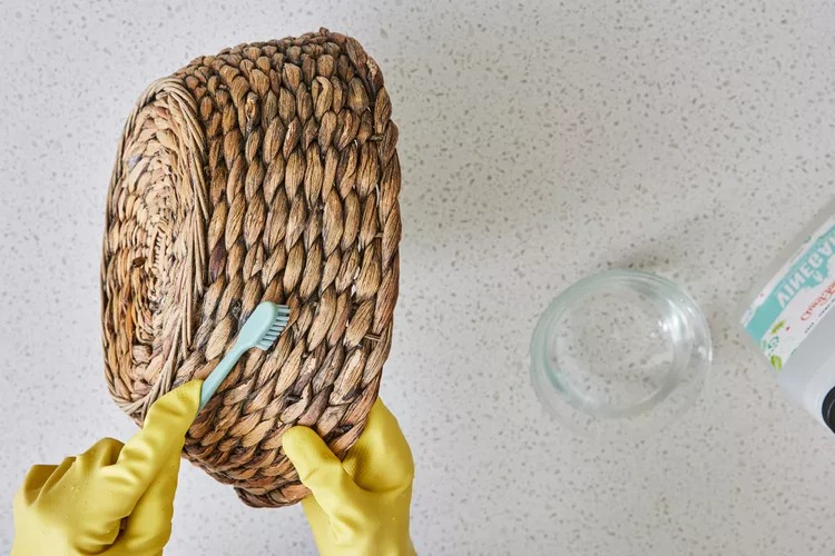 cleaning woven basket