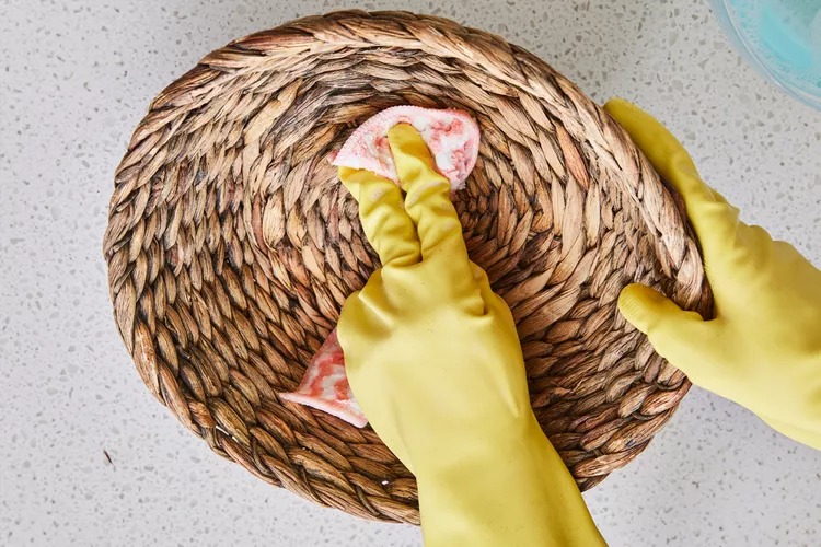 cleaning woven basket