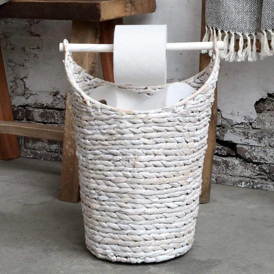 toilet roll holder basket white 