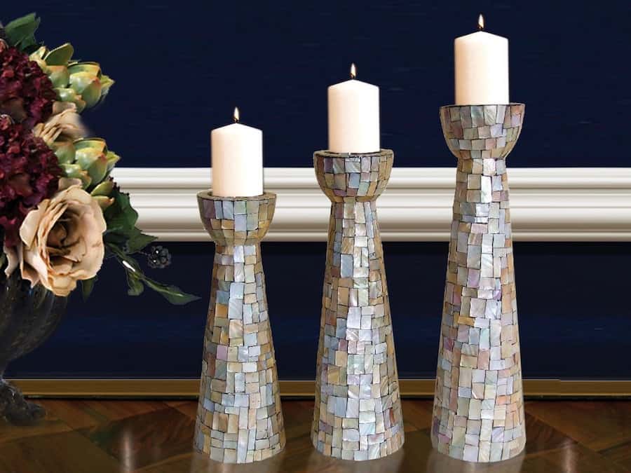 mother of pearl candle holder