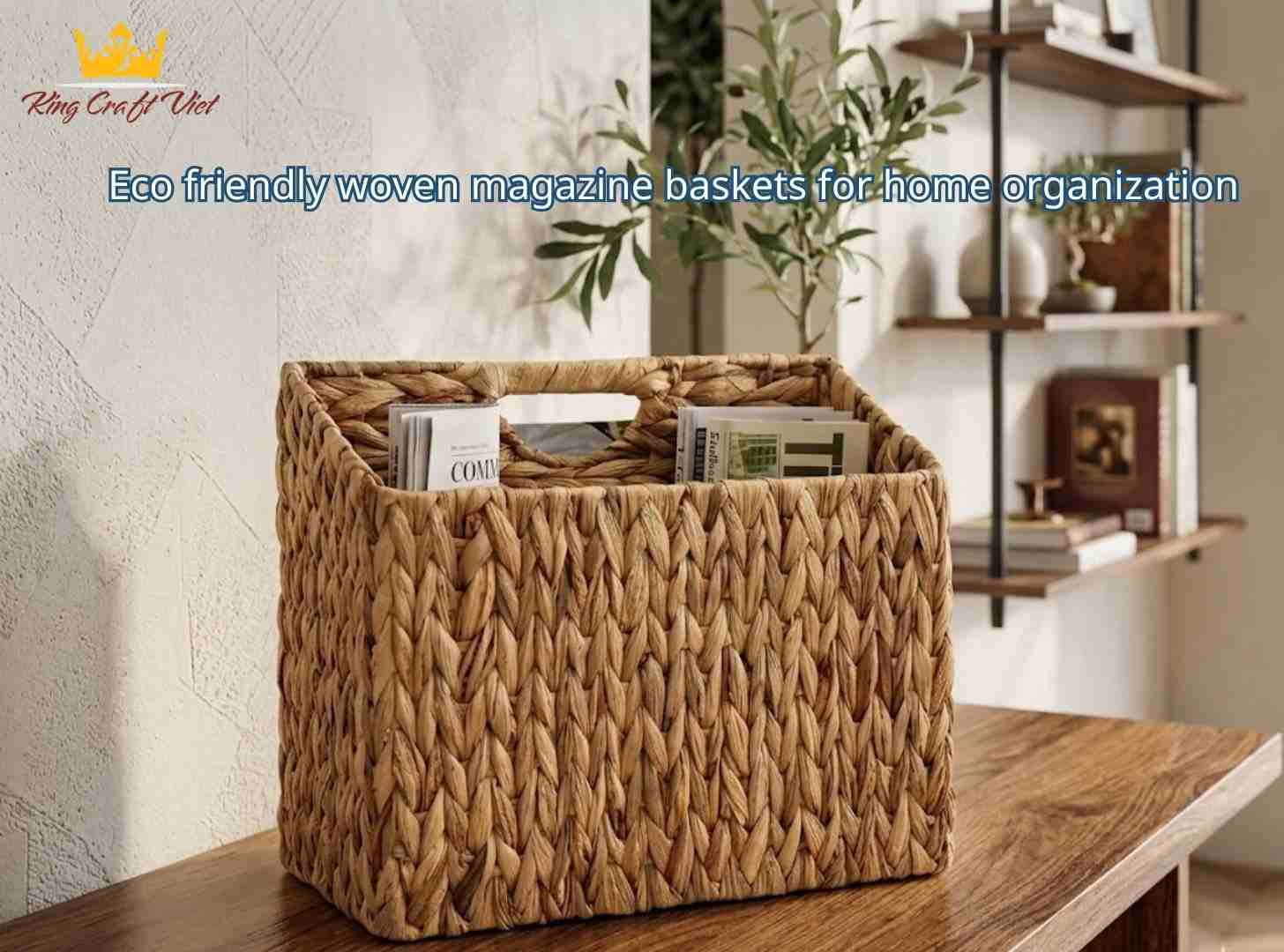 Eco friendly woven magazine baskets for home organization