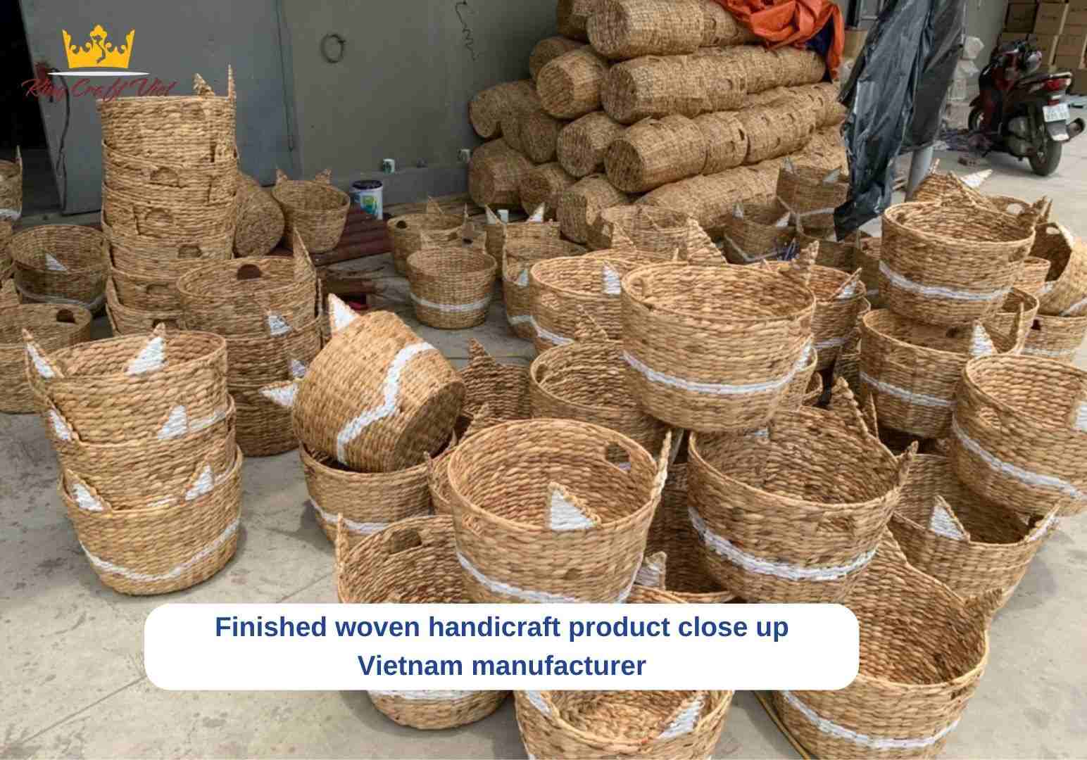 Finished woven handicraft product close up Vietnam manufacturer