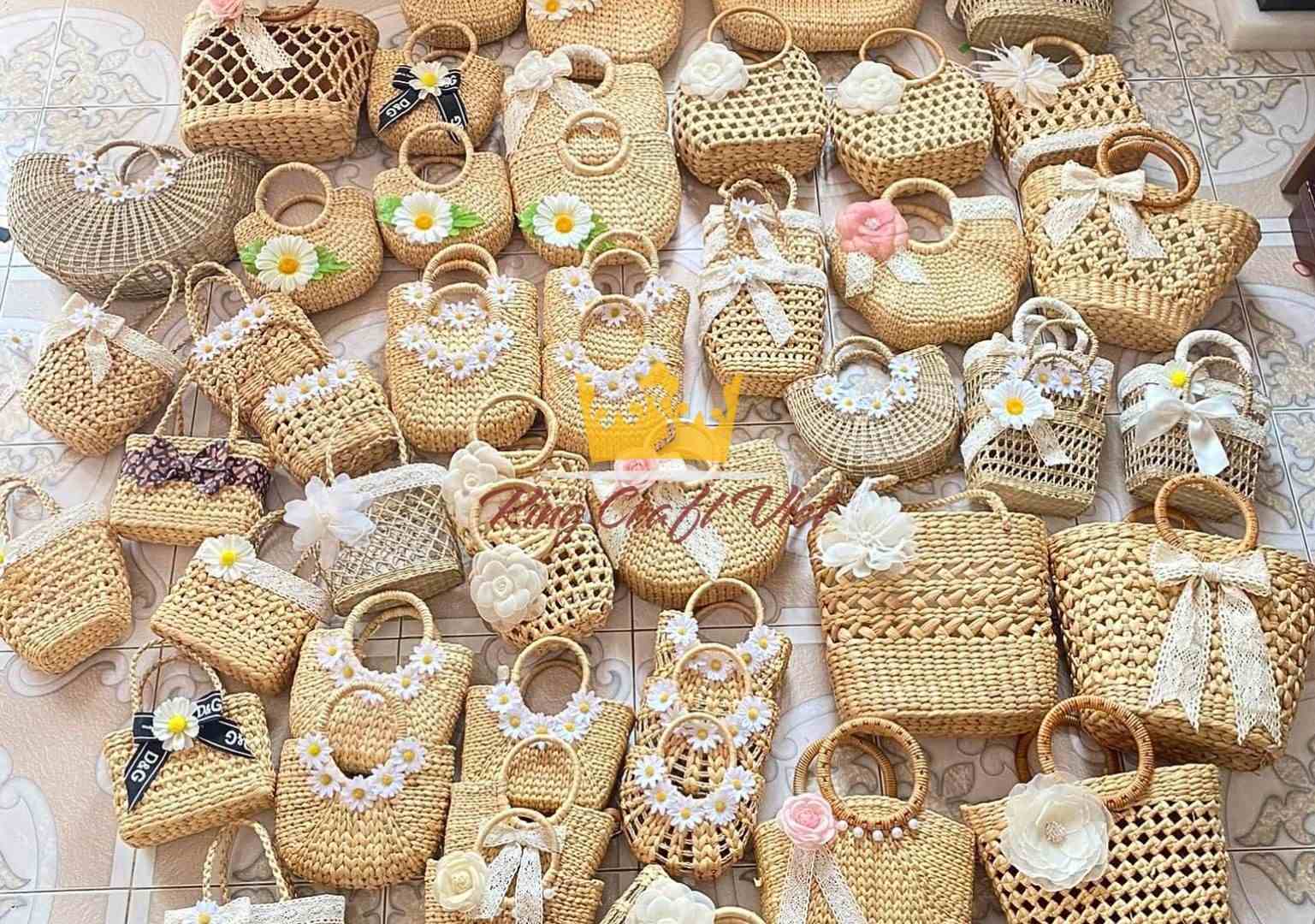 Handbag designs made from water hyacinth