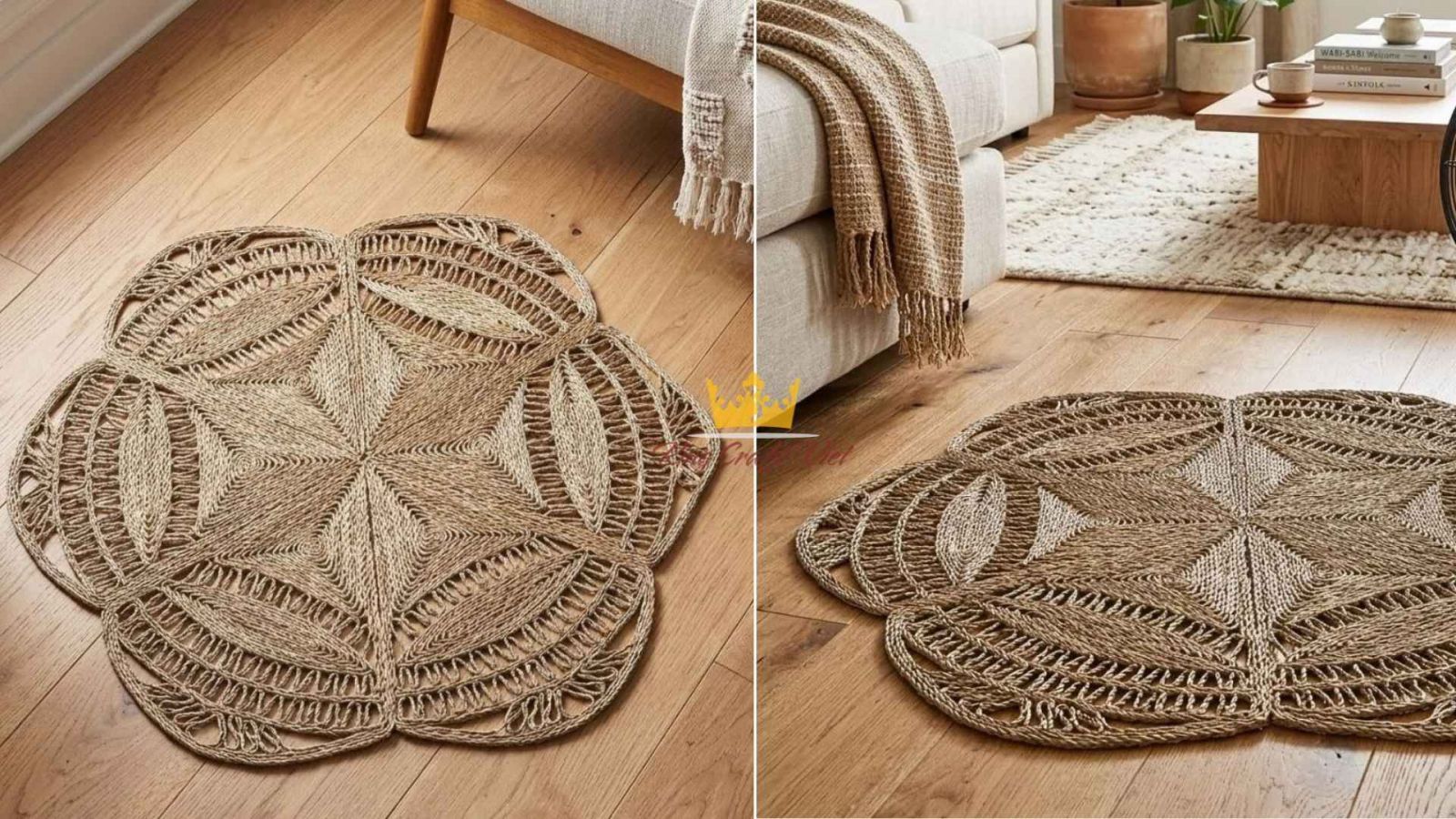 Handmade seagrass rug for natural home decor