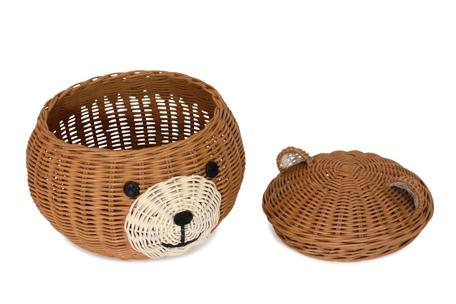 Rattan Bear Head Storage Basket