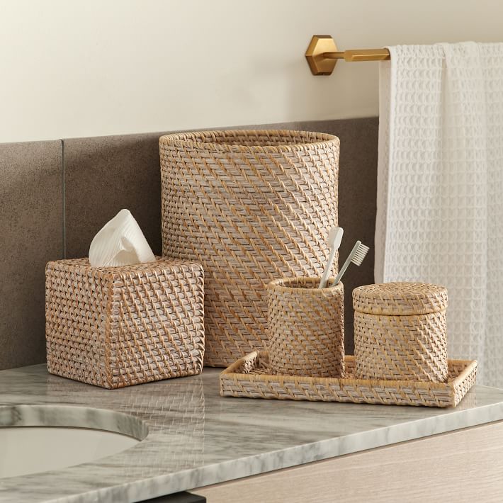 Rattan Handwoven Accessories Bathroom Five Pieces