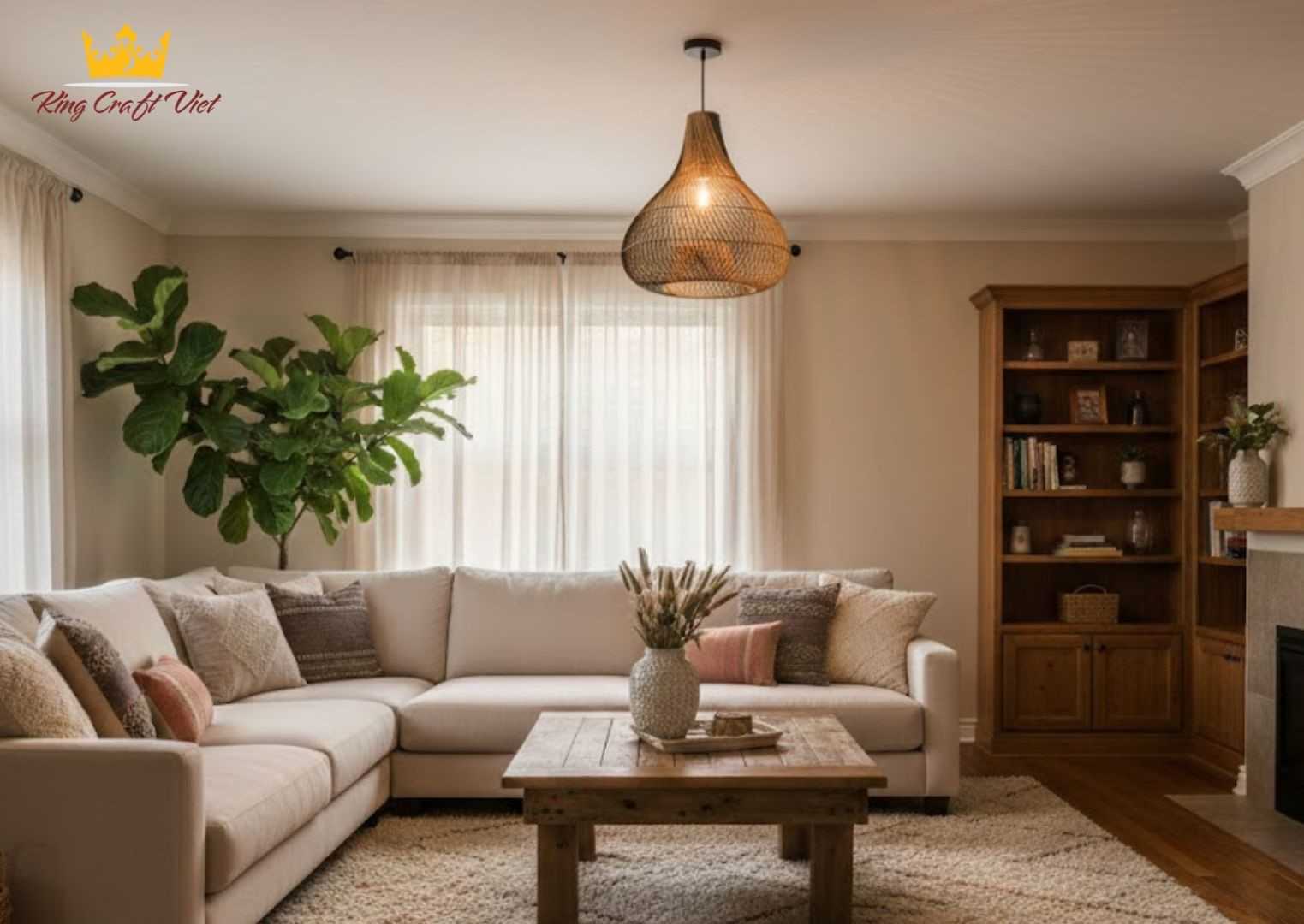 Rattan lampshade are used in modern living spaces.