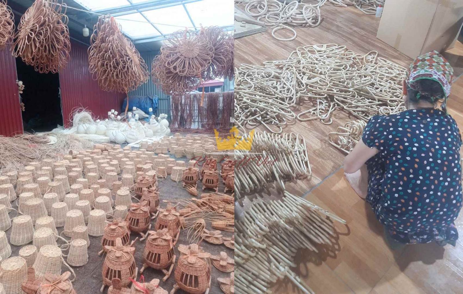 Vietnamese artisan handweaving natural rattan products