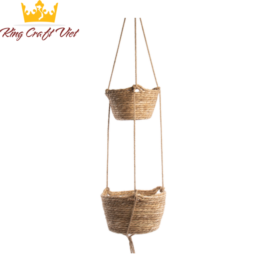 2 Tier Water Hyacinth Hanging Basket KWHFB02